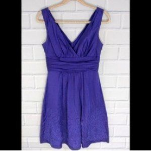 Trina Turk Purple Embroidered Cotton/Silk Dress